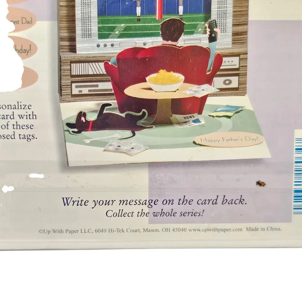 Father's Day Pop Up Card 3D Couch Potato Birthday Dad Dog Up With Paper